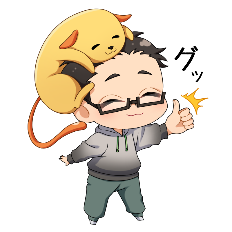 親指を立てて励ますキャラクター